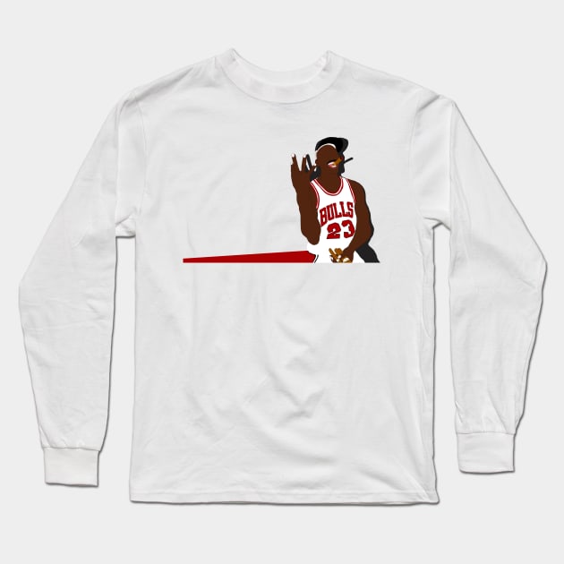 Michael Jordan Three-Peat Design Long Sleeve T-Shirt by GOATee Apparel